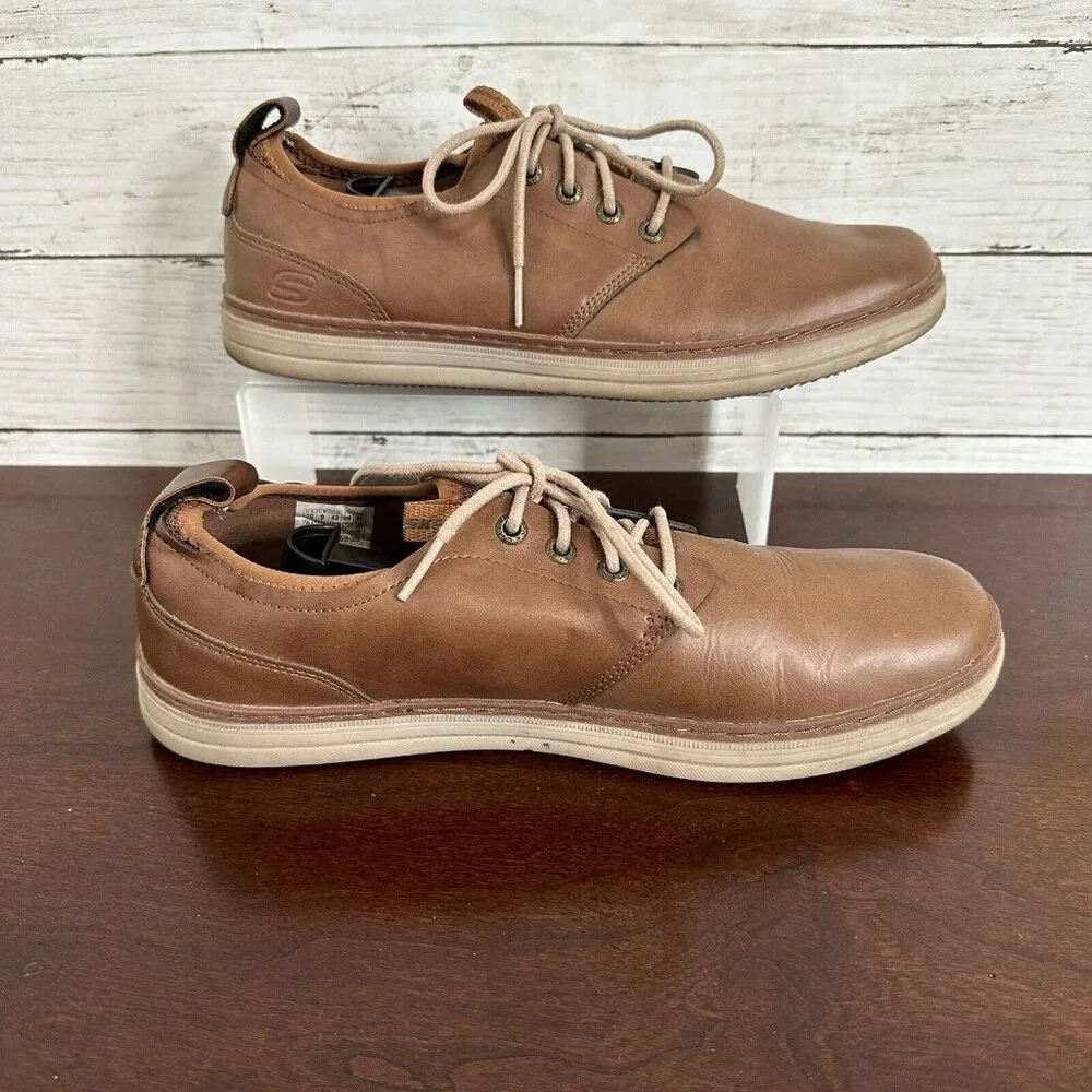 Skechers Men's 10 Brown Heston-Rogic Oxford Leather Air Cooled Memory Foam Shoes